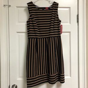 Merona Black and tan structured ebony striped dress